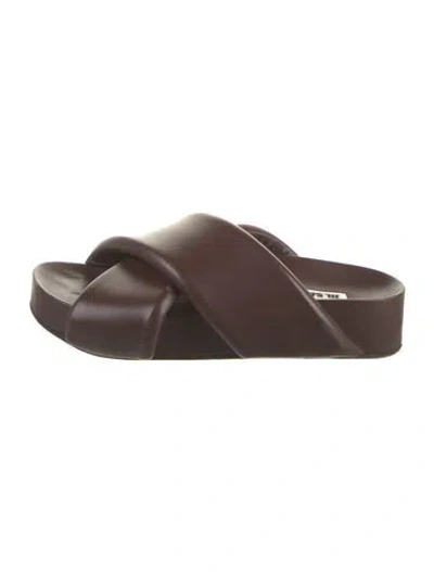 Pre-owned Jil Sander Leather Slides In Burgundy