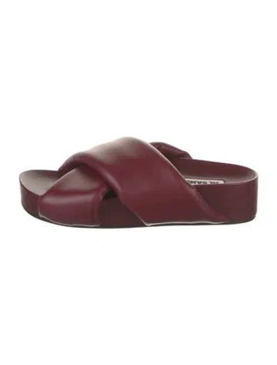 Pre-owned Jil Sander Leather Slides In Burgundy