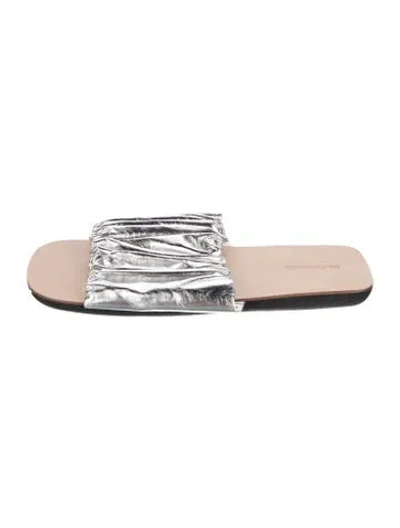 Pre-owned Jil Sander Leather Slides In Metallic/silver