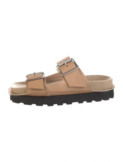 Pre-owned Jil Sander Leather Slides In Neutral