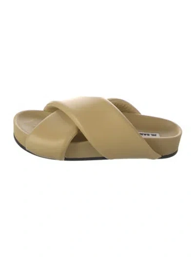 Pre-owned Jil Sander Leather Slides In Neutrals/yellow