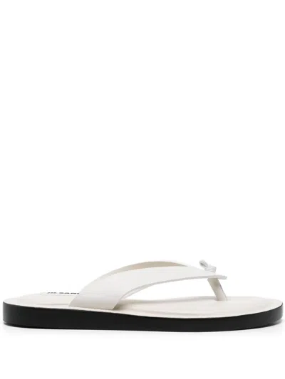 Jil Sander Pantoletten Aus Leder In Weiss