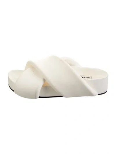 Pre-owned Jil Sander Leather Slides In White