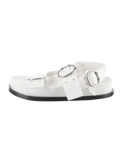 Pre-owned Jil Sander Leather Slides In White