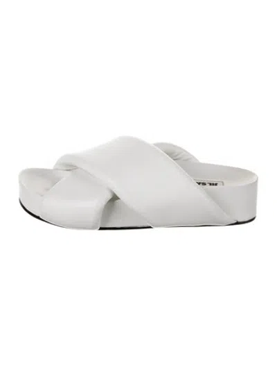 Pre-owned Jil Sander Leather Slides In White