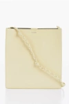 Jil Sander Leather Slim Tangle Shoulder Bag With Woven Shoulder Strap