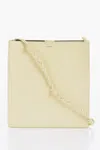 Jil Sander Leather Slim Tangle Shoulder Bag With Woven Shoulder Strap In Yellow
