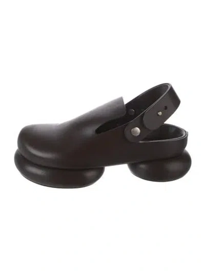 Pre-owned Jil Sander Leather Slingback Flats In Brown