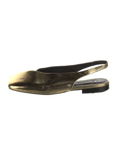 Pre-owned Jil Sander Leather Slingback Flats In Gold