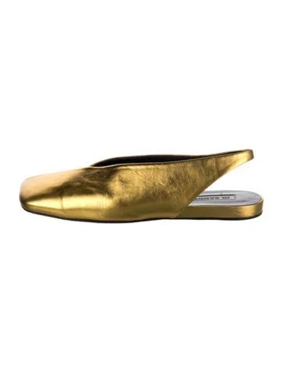 Pre-owned Jil Sander Leather Slingback Flats In Gold/metallic