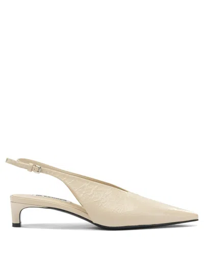 Jil Sander Leather Slingback Heeled Shoes Beige In Neutral