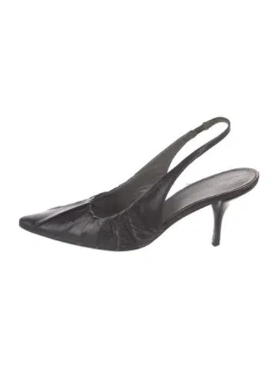 Pre-owned Jil Sander Leather Slingback Pumps In Black