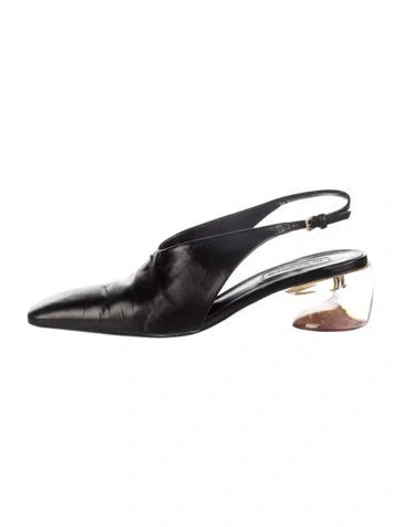 Pre-owned Jil Sander Leather Slingback Pumps In Black