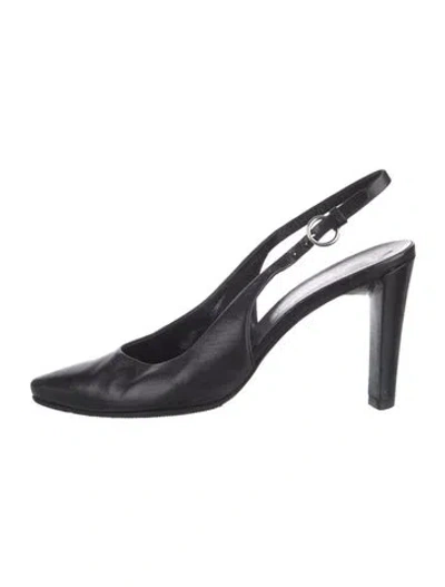 Pre-owned Jil Sander Leather Slingback Pumps In Black