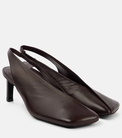 Jil Sander Leather Slingback Pumps In Purple