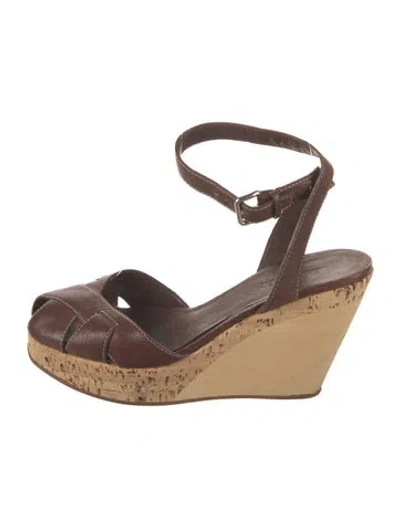 Pre-owned Jil Sander Leather Slingback Pumps In Brown