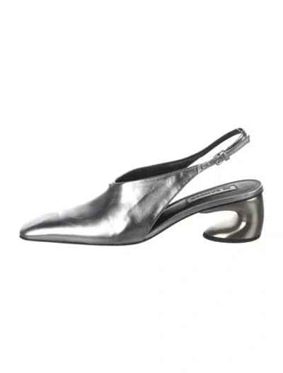 Pre-owned Jil Sander Leather Slingback Pumps In Gray