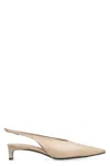 Jil Sander Leather Slingback Pumps With Adjustable Strap In Mud