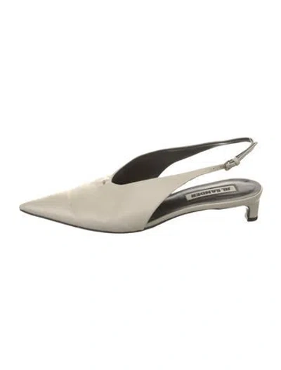Pre-owned Jil Sander Leather Slingback Pumps In Neutral