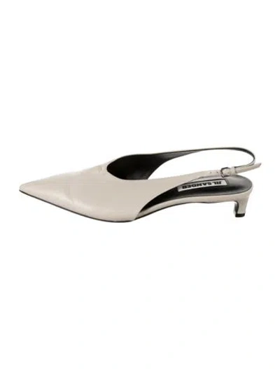Pre-owned Jil Sander Leather Slingback Pumps In Neutrals