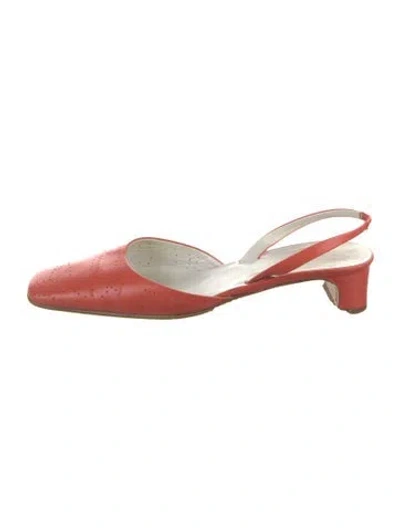 Pre-owned Jil Sander Leather Slingback Pumps In Orange