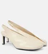 Jil Sander White Slingback Pumps With Square Toe And High Heel In Leather Woman In White