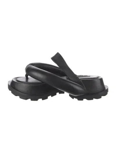 Pre-owned Jil Sander Leather Slingback Sandals In Black