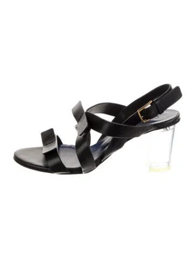 Pre-owned Jil Sander Leather Slingback Sandals In Black