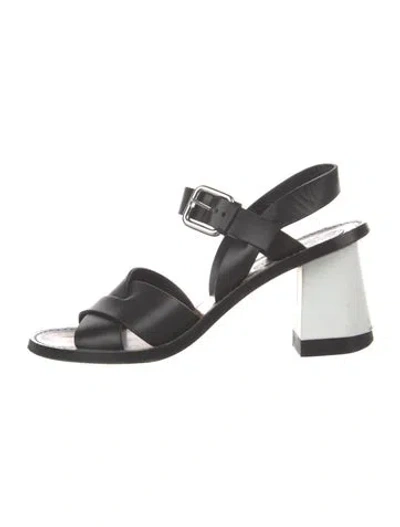 Pre-owned Jil Sander Leather Slingback Sandals In Black