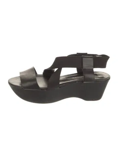 Pre-owned Jil Sander Leather Slingback Sandals In Black