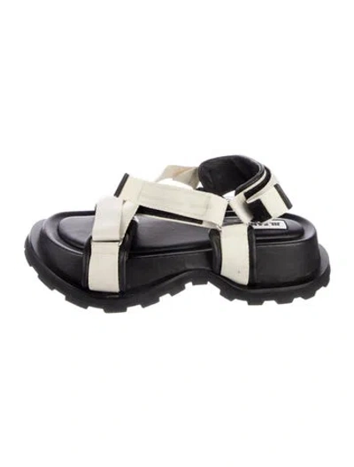 Pre-owned Jil Sander Leather Slingback Sandals In Black