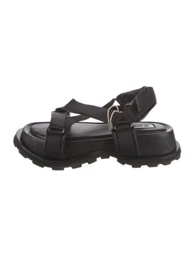 Pre-owned Jil Sander Leather Slingback Sandals In Black