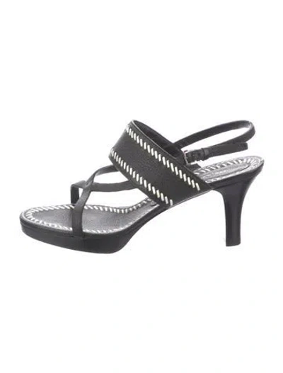 Pre-owned Jil Sander Leather Slingback Sandals In Black