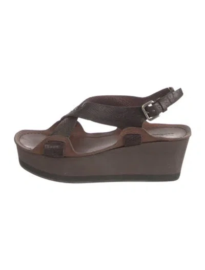 Pre-owned Jil Sander Leather Slingback Sandals In Brown
