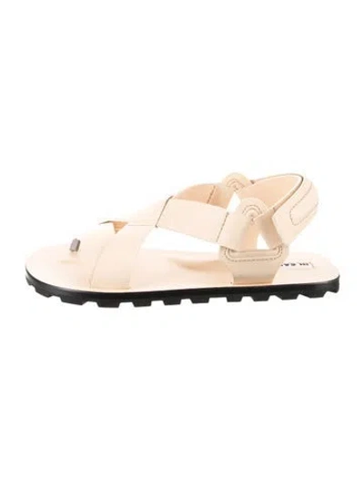 Pre-owned Jil Sander Leather Slingback Sandals In Neutral