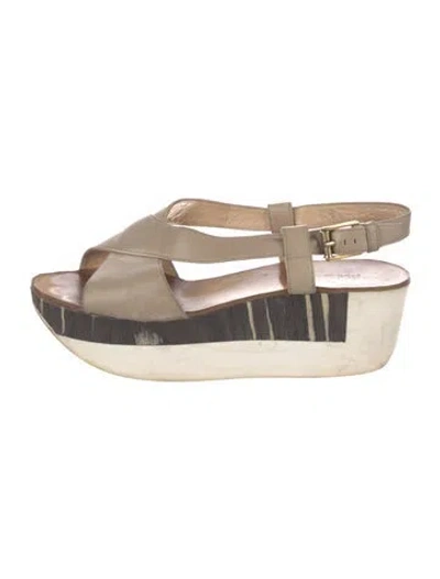 Pre-owned Jil Sander Leather Slingback Sandals In Neutral