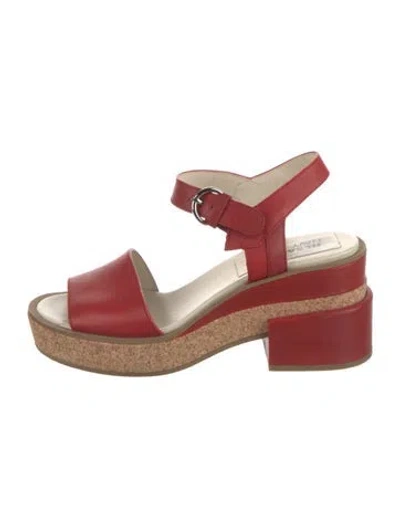 Pre-owned Jil Sander Leather Slingback Sandals In Red