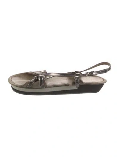 Pre-owned Jil Sander Leather Slingback Sandals In Silver
