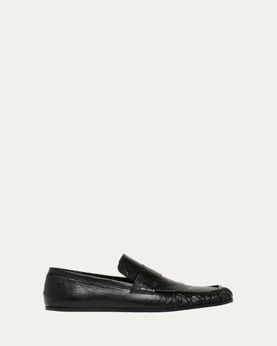 Jil Sander Leather Slip-on Loafers In Black