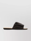 JIL SANDER LEATHER SLIPPERS WITH FLAT SOLE AND RUCHED STRAP