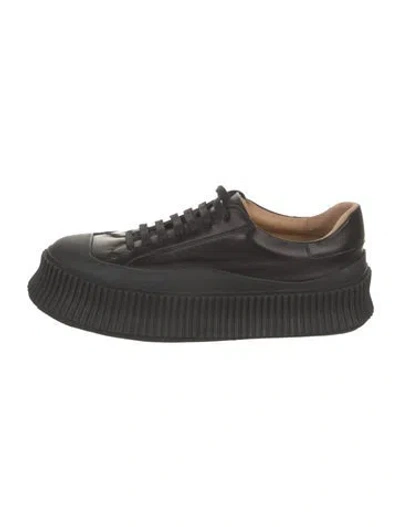 Pre-owned Jil Sander Leather Sneakers In Black
