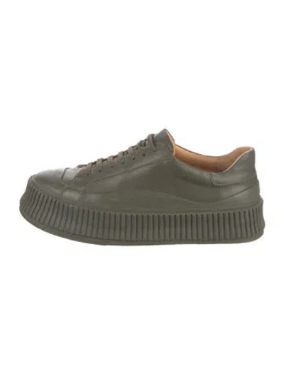 Pre-owned Jil Sander Leather Sneakers In Green