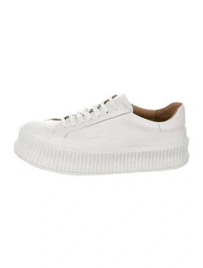 Pre-owned Jil Sander Leather Sneakers In White