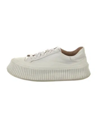Pre-owned Jil Sander Leather Sneakers In White