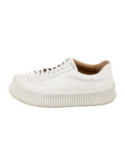 Pre-owned Jil Sander Leather Sneakers In White