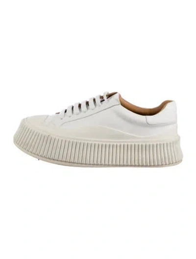 Pre-owned Jil Sander Leather Sneakers In White