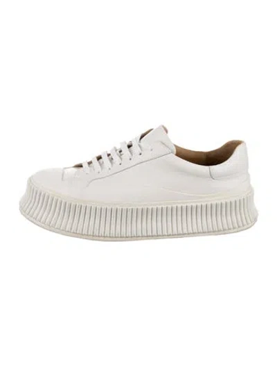 Pre-owned Jil Sander Leather Sneakers In White