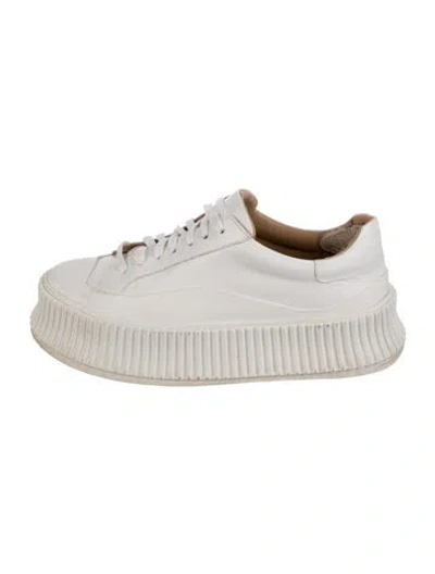 Pre-owned Jil Sander Leather Sneakers In White