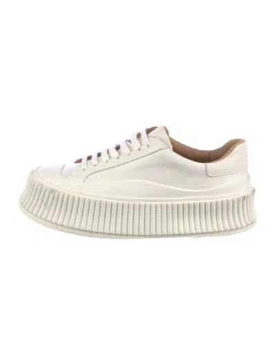 Pre-owned Jil Sander Leather Sneakers In White