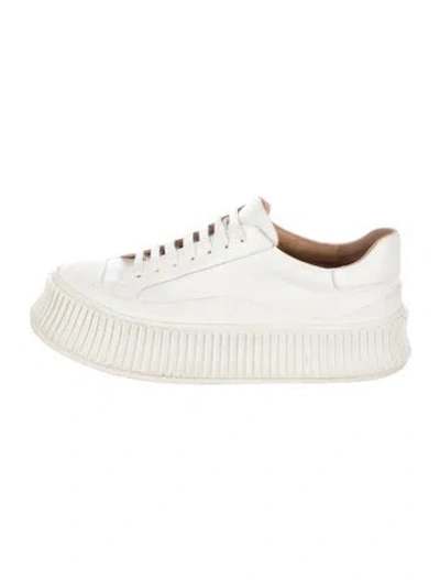 Pre-owned Jil Sander Leather Sneakers In White